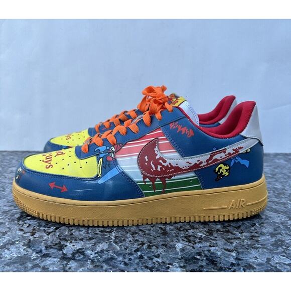 BLUE YELLOW DRIPPING BLOOD SWOOSH CUSTOM Nike AIR FORCE 1 Men’s Size 11 main image 13